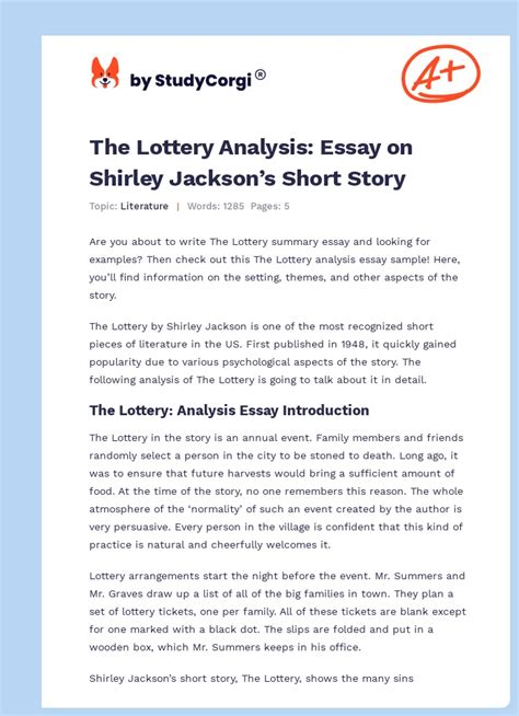 the lottery summary|the lottery conclusion.